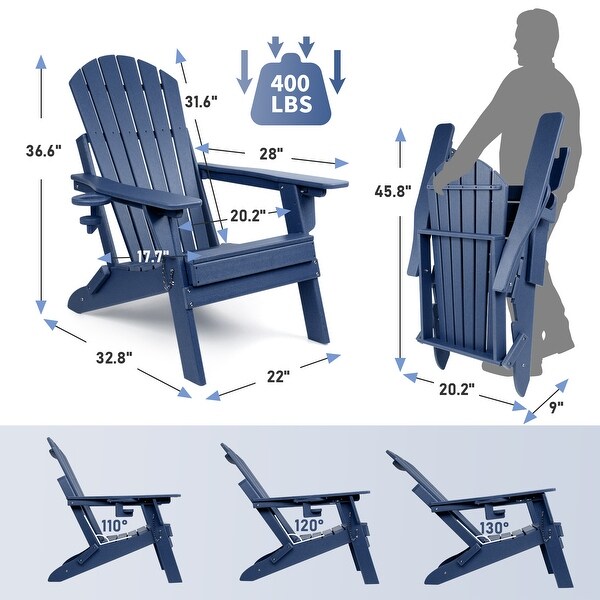 Vrakae Adjustable and Folding Adirondack Chair with Cup Holder