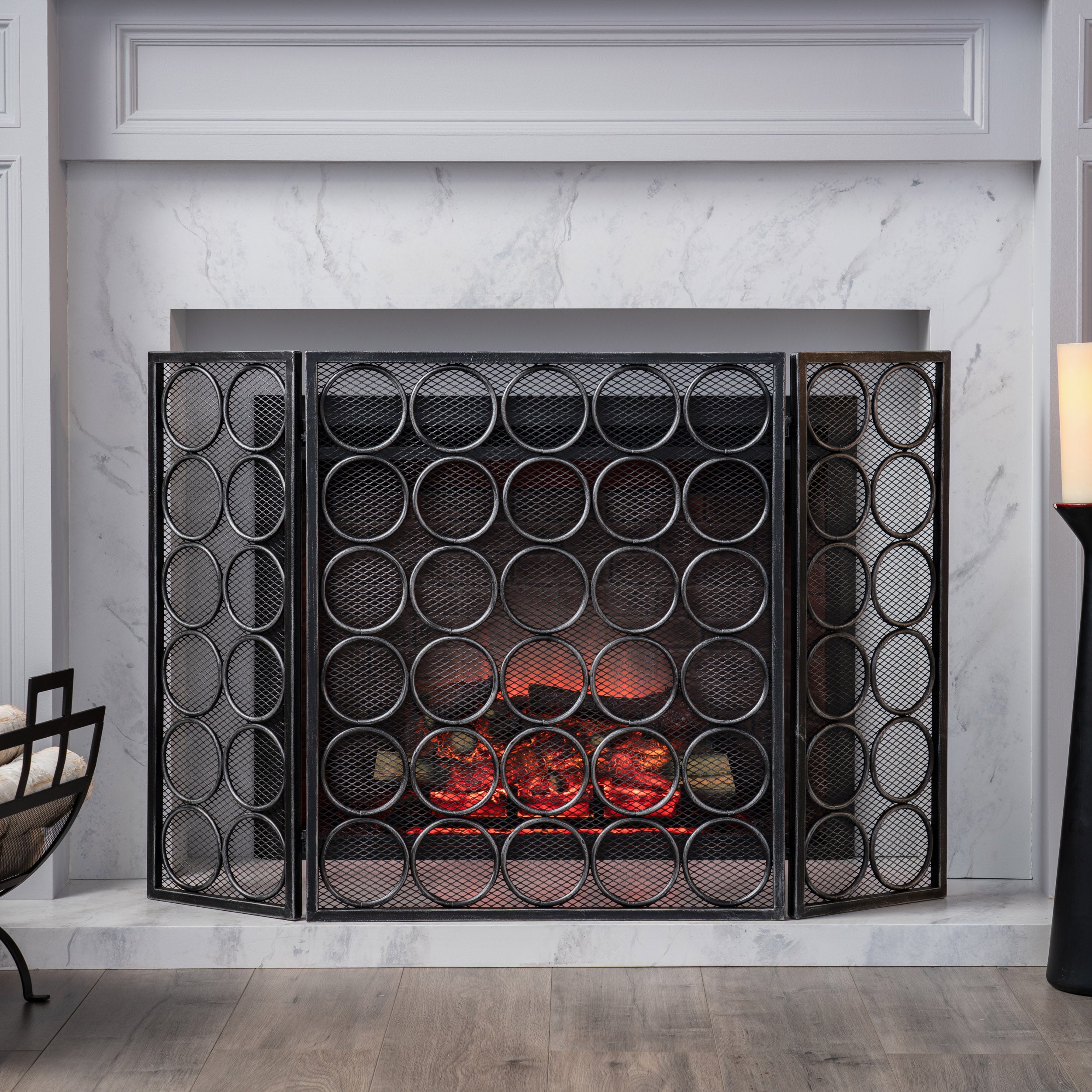 Koda Modern Three Panel Iron Firescreen