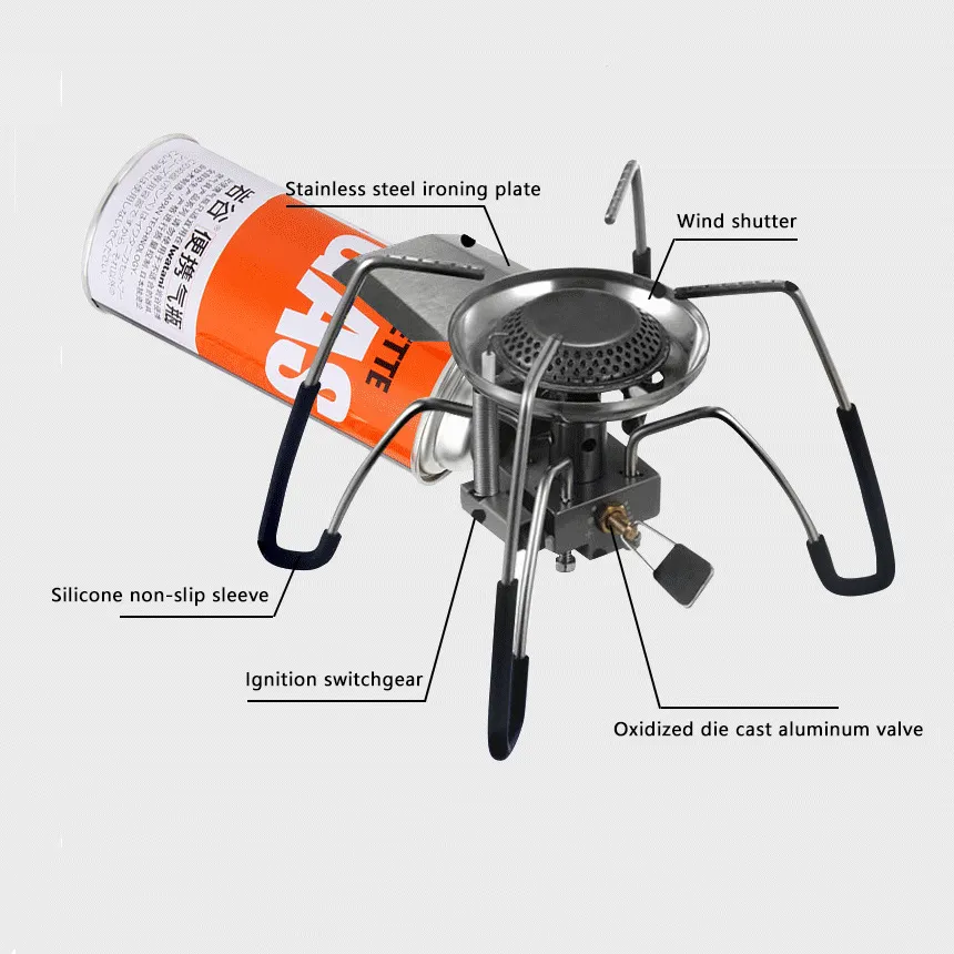 OEM Estufa De Campingkocher 370g Ultralight With Piezo Lgnite Folding Propane Mini Outdoor Burner Portable Gas Camping Stove