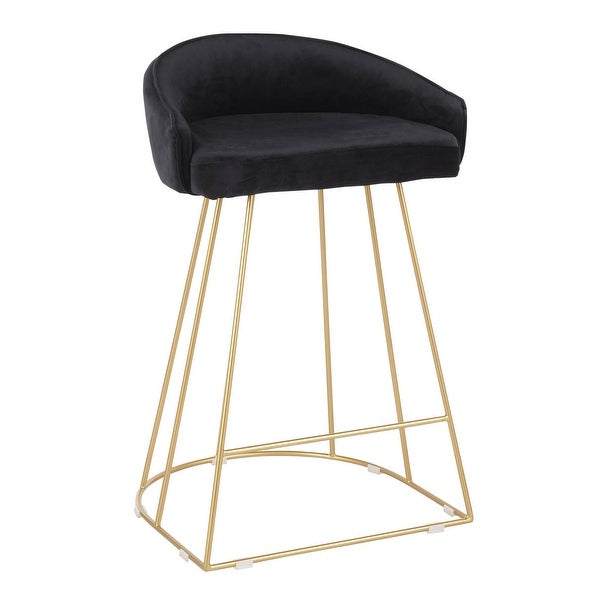 Lumisource Canary Counter Stool in Gold with Black Velvet - Set of 2 - 20.25