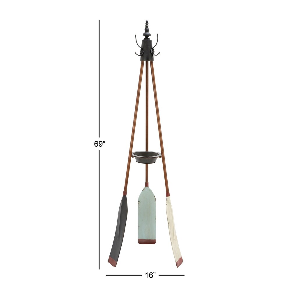 Brown Metal Coastal Coat Rack