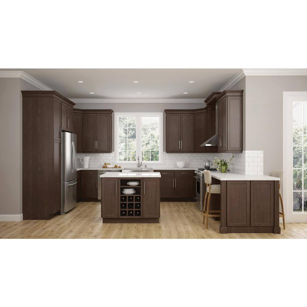 Hampton Bay Shaker Assembled 36x24x24 in. Above Refrigerator Deep Wall Bridge Kitchen Cabinet in Brindle KW362424-BDL