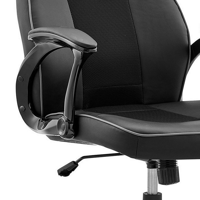 Vic 26 Inch Ergonomic Gaming Office Chair， Gray Welt Corded Edges， Black