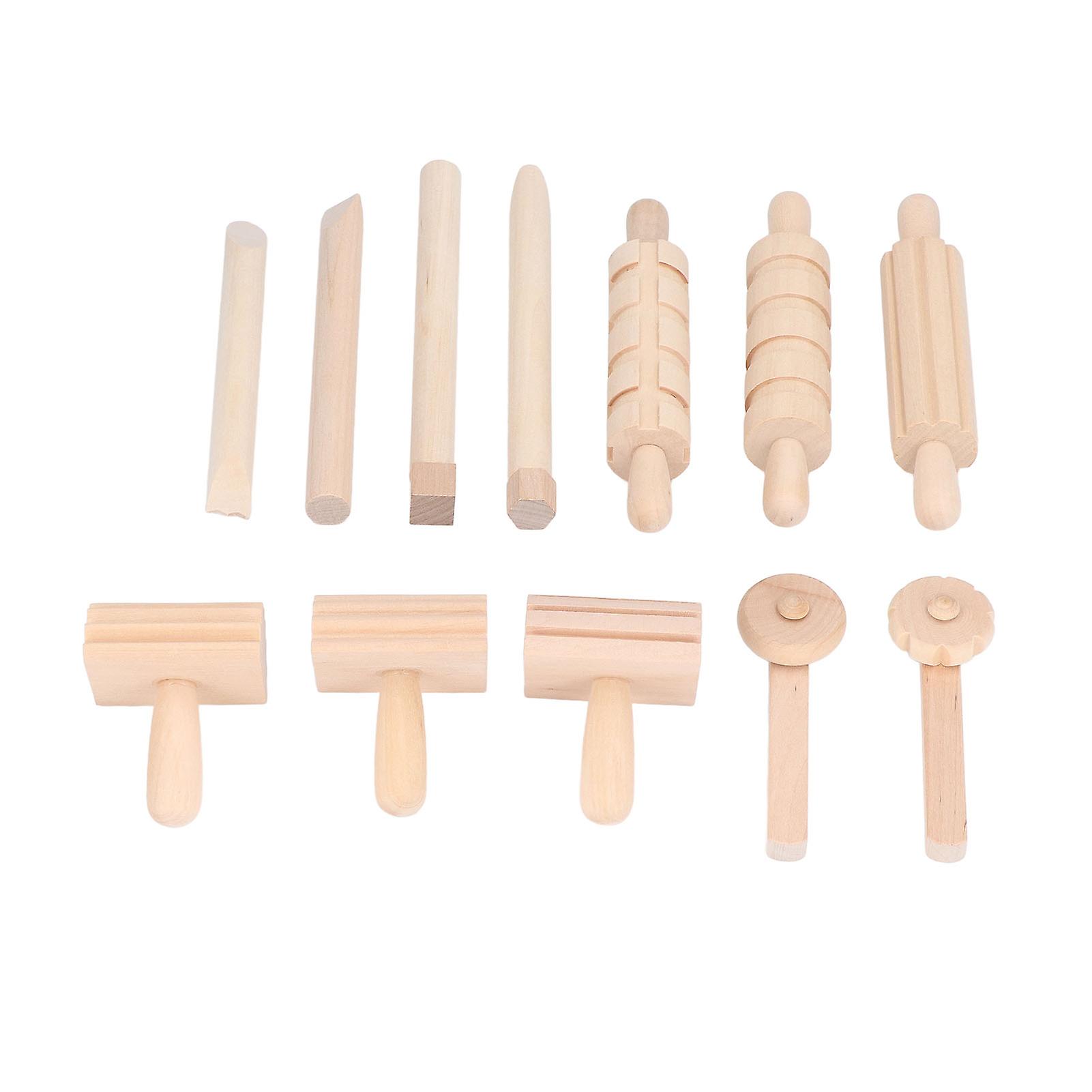 12PCS Kids Rolling Pin Toy Safe Eco Friendly Pressed Clay Toys DIY Hand Crafted Rolling Pin Set for Clay Dough