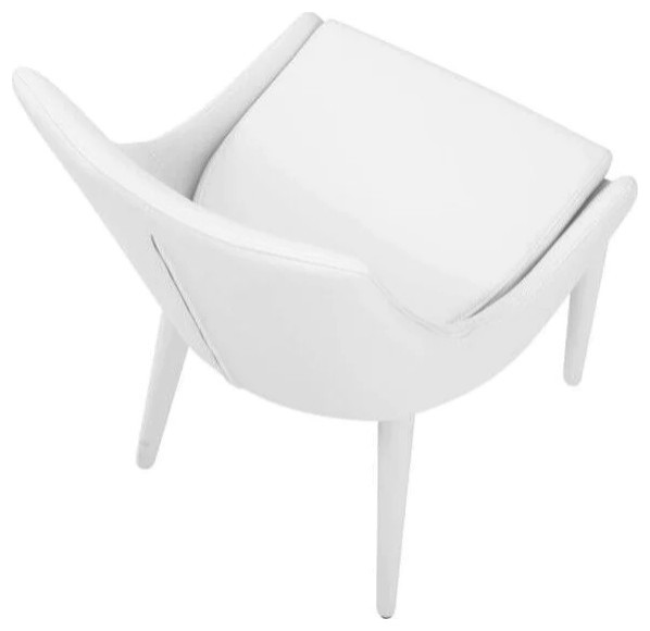 Rosalyn Modern White Leatherette Dining Chair  Set of 2   Midcentury   Dining Chairs   by Rustic Home Furniture Deco  Houzz