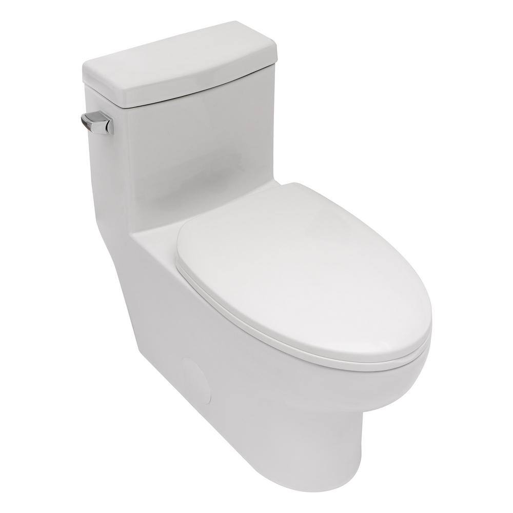 ANGELES HOME One-Piece 1.28 GPF Single Flush Round Bowl Ceramic Toilet with Soft Clsoing Seat in White W12438CK196