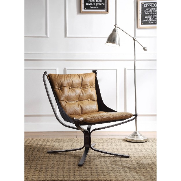 Carney Accent Chair Coffee Top Grain Leather Acme Furniture