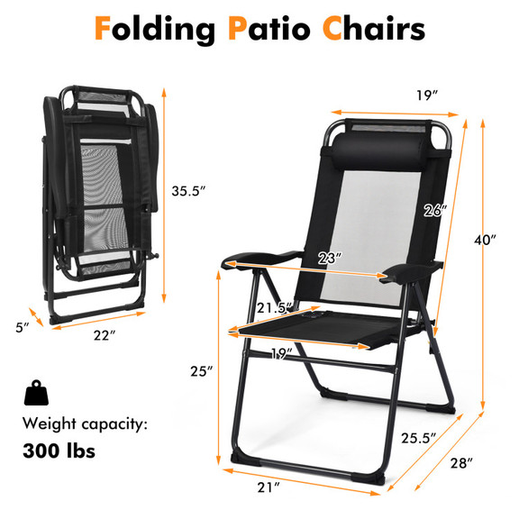 Costway 12598047 2 Pieces Patio Adjustable Folding...