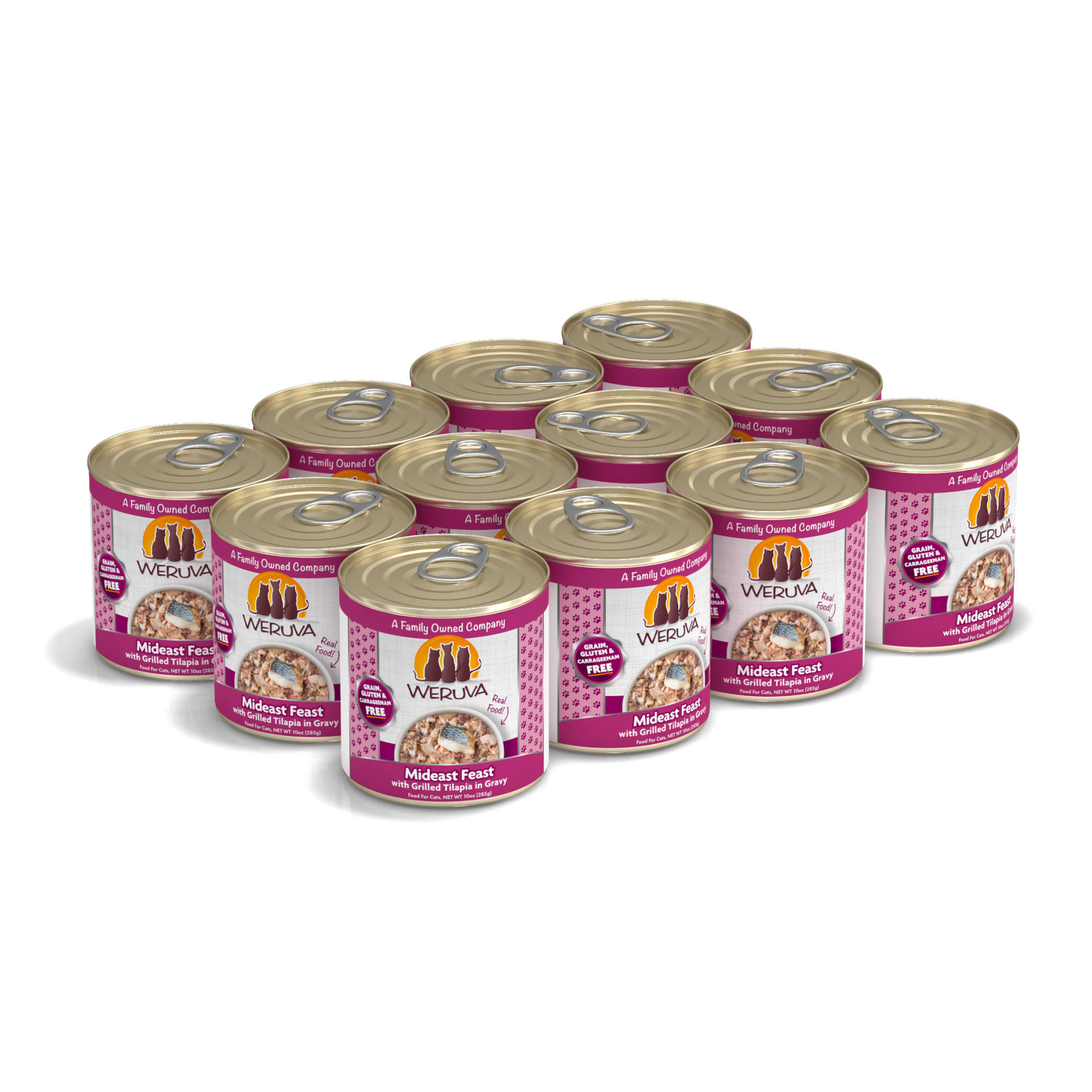 WERUVA Classics Mideast Feast with Grilled Tilapia in Gravy Wet Cat Food， 3 oz.， Case of 24