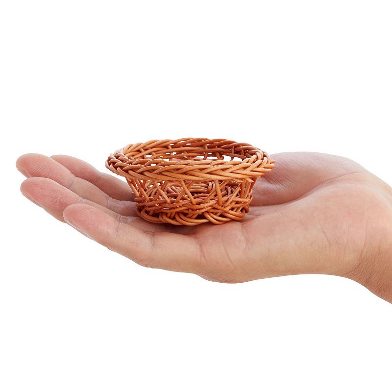 Mini Woven Baskets for Treats and Decor (Brown， 3.1 x 1.2 Inches， 24 Pack)