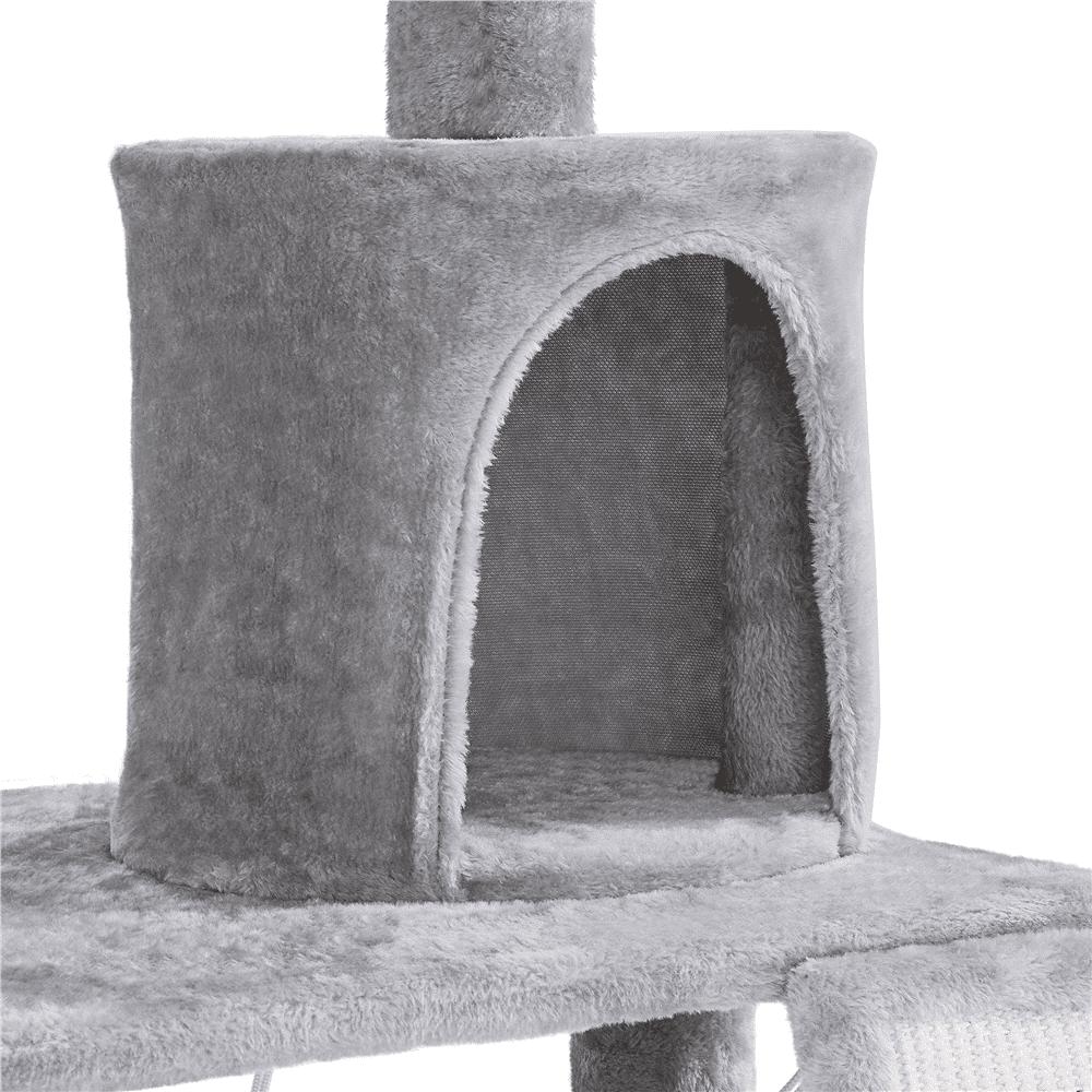 Easyfashion 62  Cat Tree with Condo and Scratching Post Towers Light Gray  Crowdfused