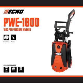 ECHO 1800 PSI 1.3 GPM Cold Water Corded Electric Pressure Washer with 20 Foot Hose on Integrated Hose Reel and 2 Nozzle Wands PWE-1800