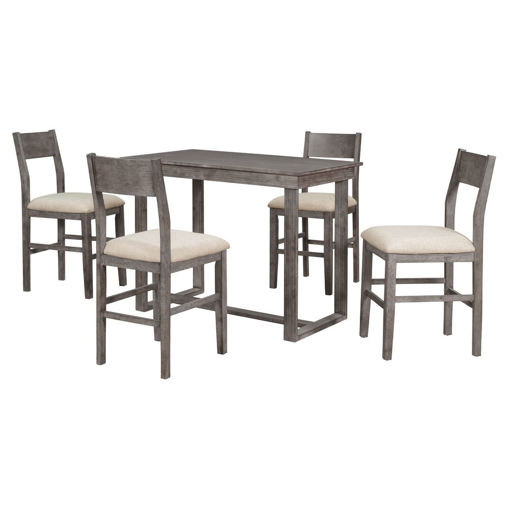 Wooden Counter Height 5 Piece Dining Table Set