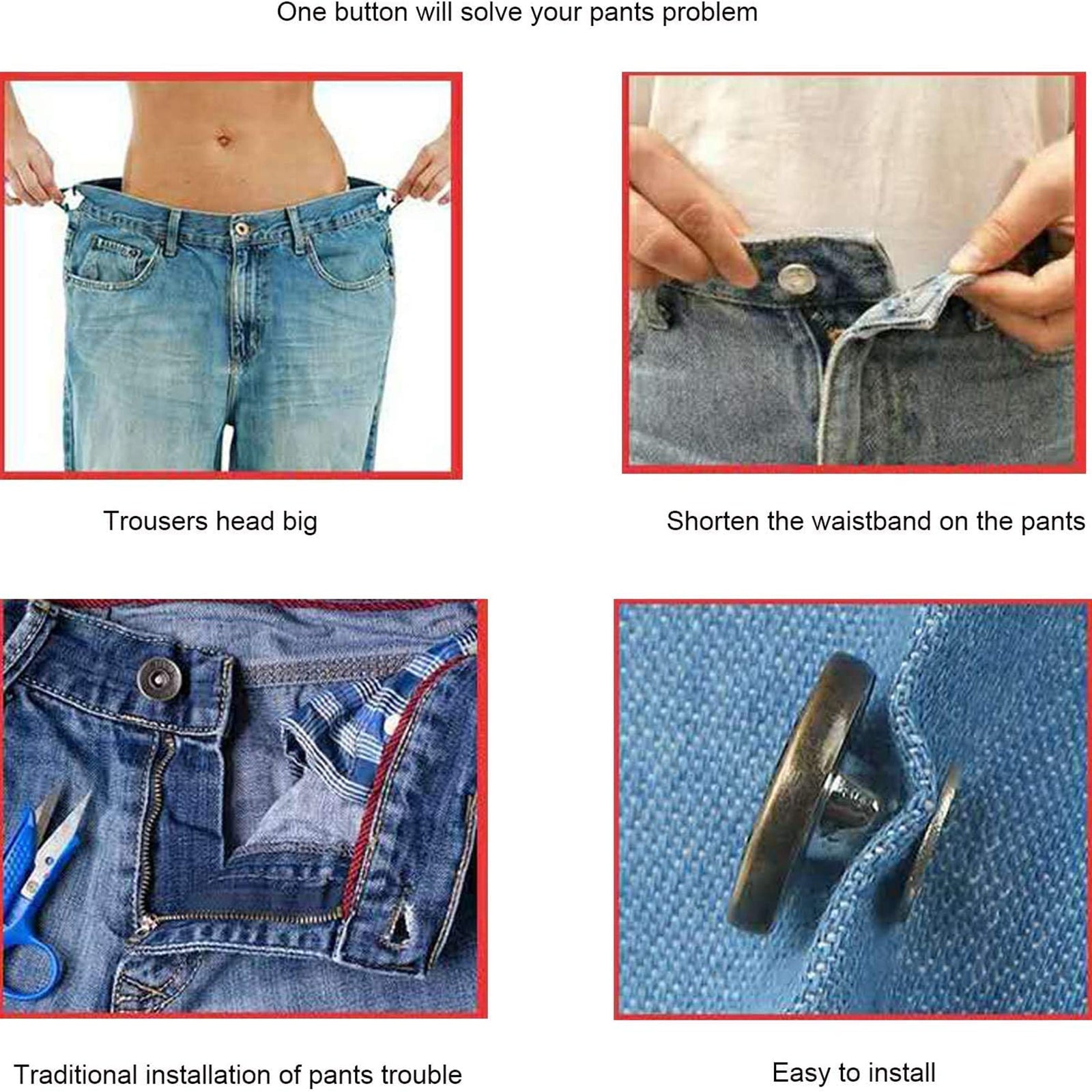 12 Sets 17mm Replacement Jean Buttons， No Sew Instant Button Detachable Pants Button Pins， Removable Metal Button to Extend or Reduce Pants Waist Size， Cowboy Clothing Jackets Bags Button