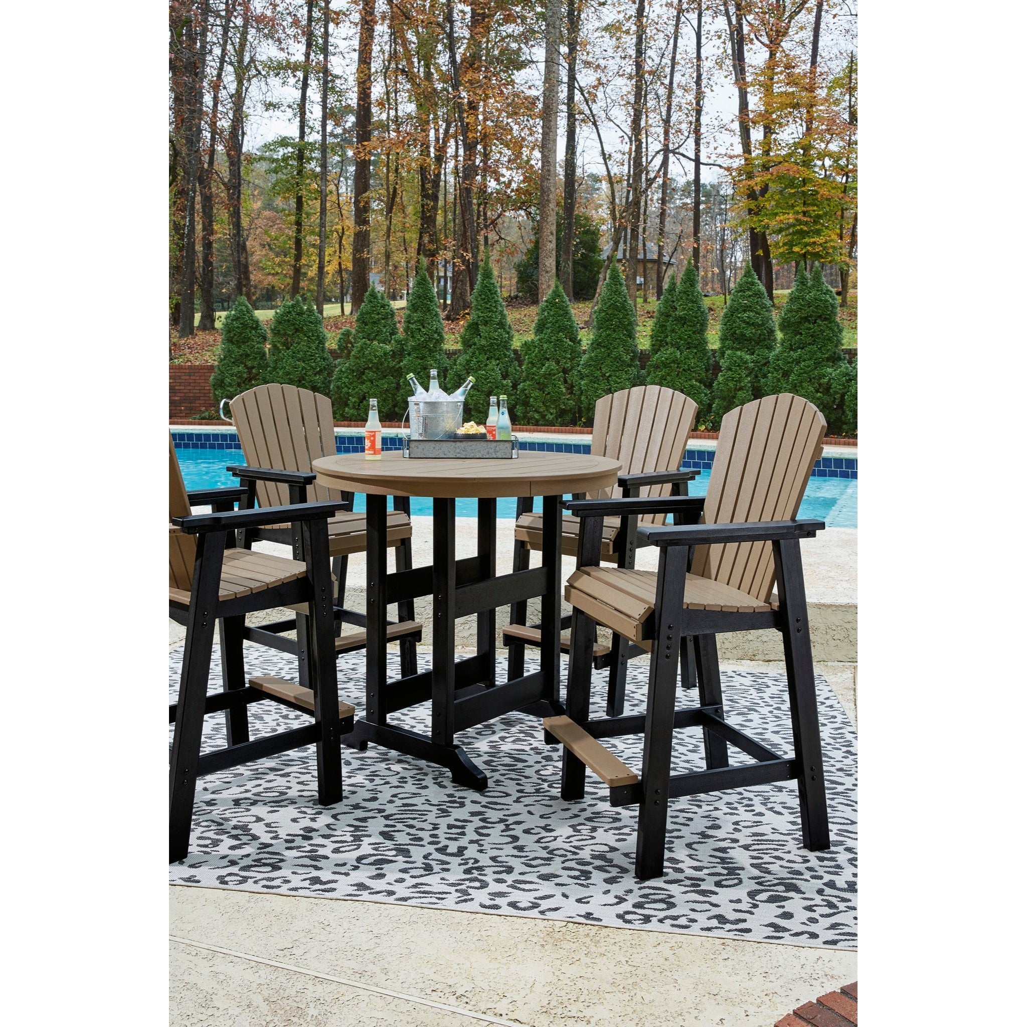 Poly Black-Driftwood Dining Sets at Bar Height