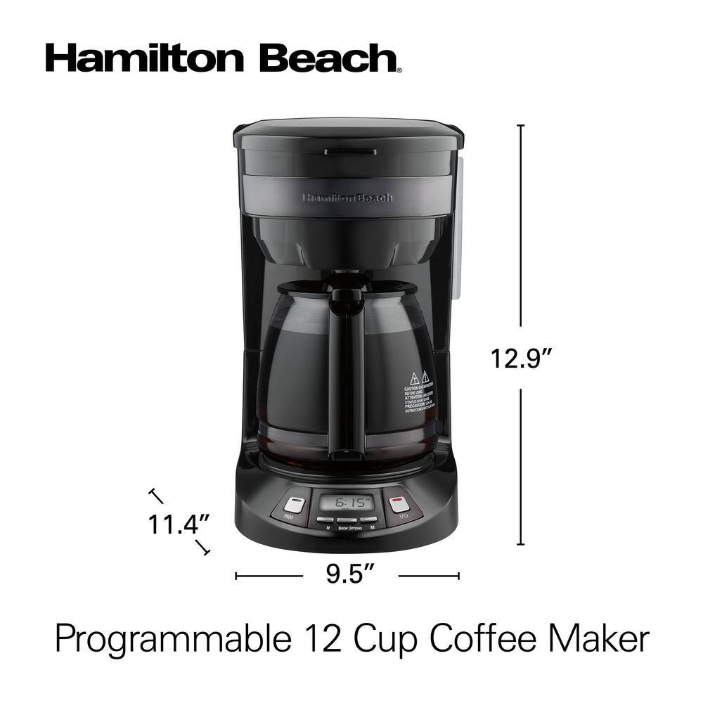 Hamilton Beach 12-Cup Black Stainless Programmable Drip Coffee Maker 46293