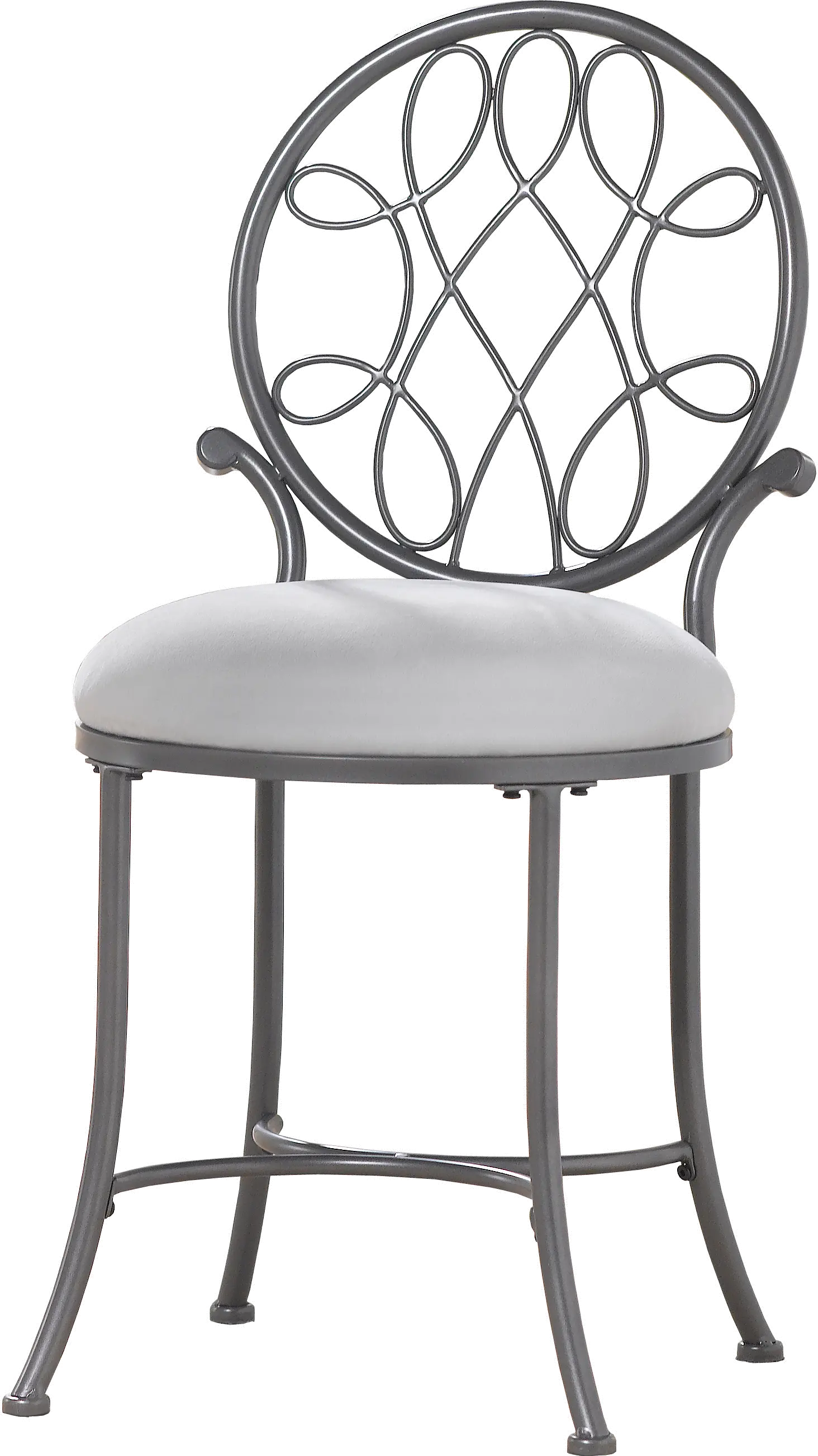 Traditional Metallic Gray Vanity Stool - O'Malley