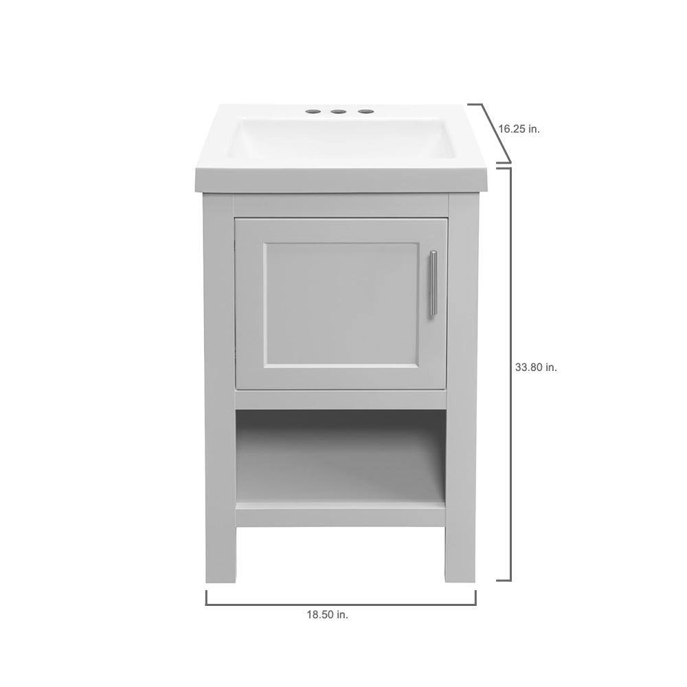 Glacier Bay Spa 18.5 in. W x 16.2 in. D x 33.8 in. H Freestanding Bath Vanity in Dove Gray with White Cultured Marble Top PPSPADVR18