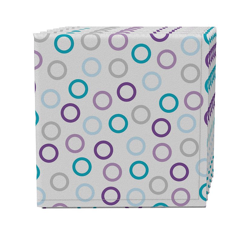 Napkin Set of 4， 100% Cotton， 20x20， Purple and Blue Outlined Dots