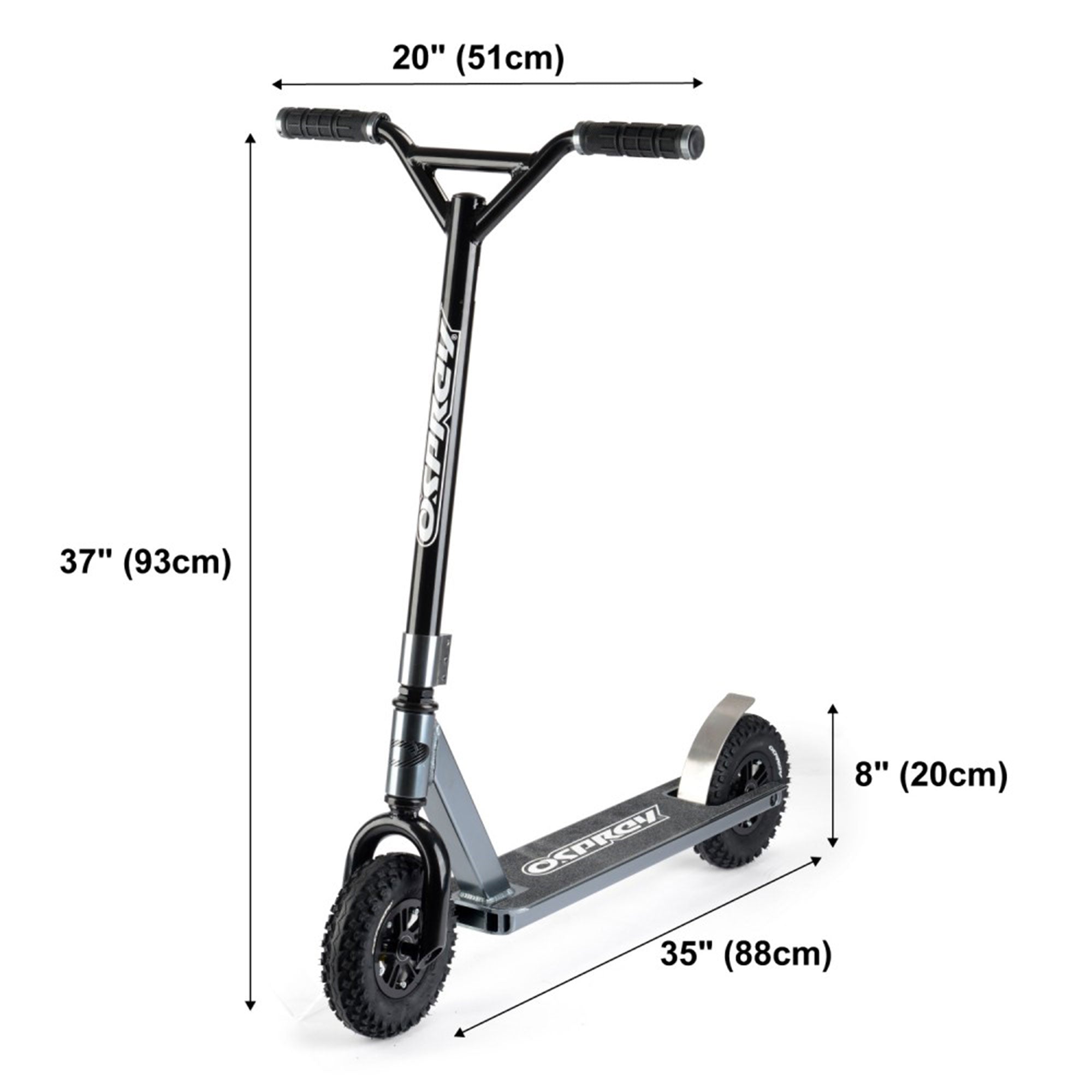 All Terrain Adult Dirt Trail Scooter with Chunky Off Road Tires, Gray (Open Box)