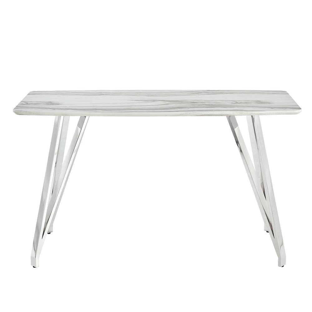 MDF Top Dining Table with stainless steel legs