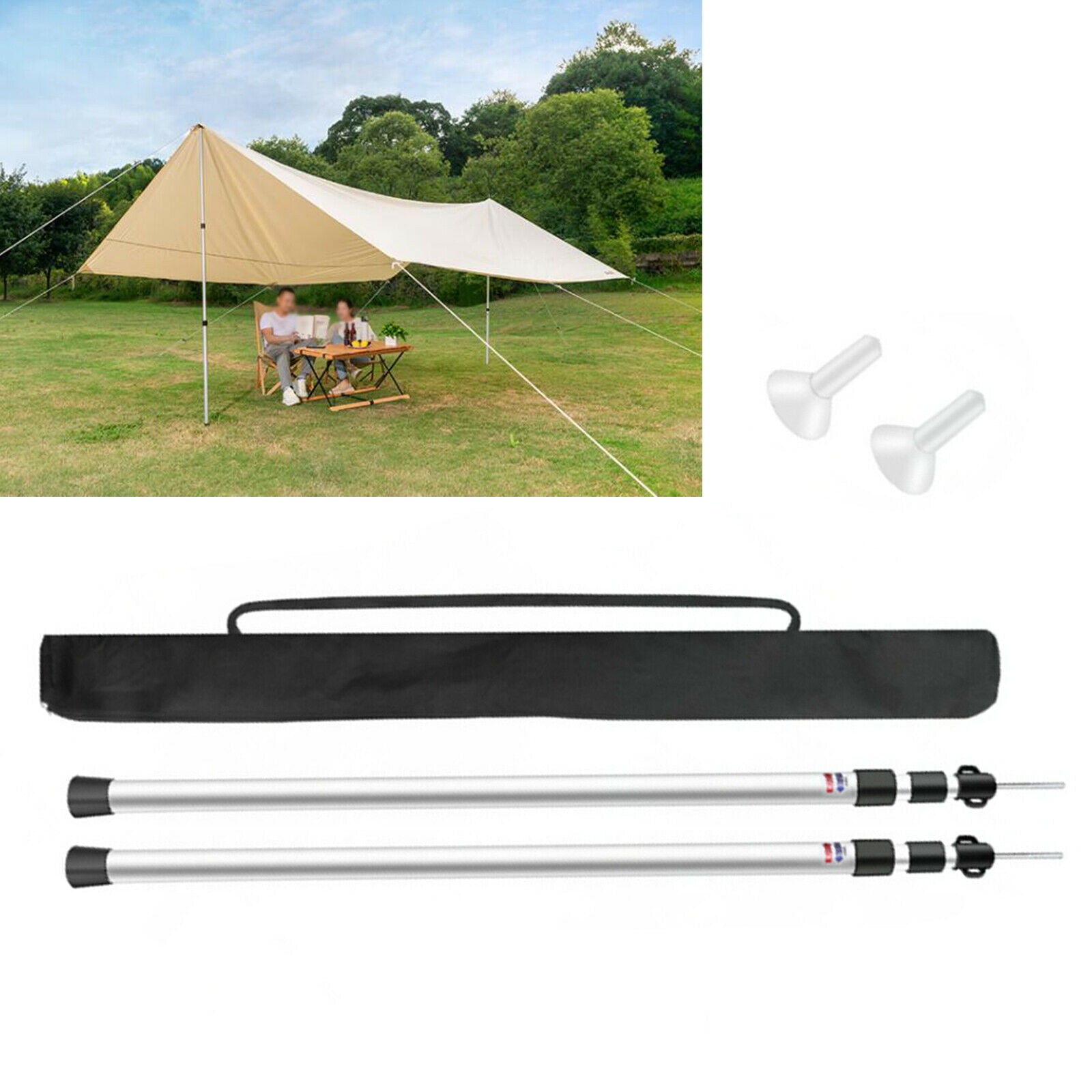 MONIPA Universal Telescopic Tent Poles Two-piece Adjustable Aluminum Bars Awnings Camp