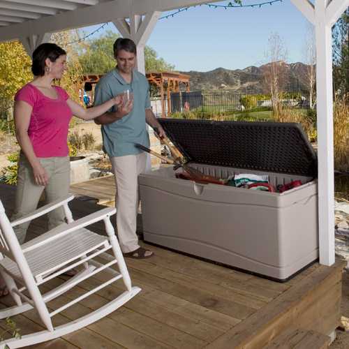 Lifetime Heavy-Duty 130 Gallon Plastic Deck Box, Desert Sand