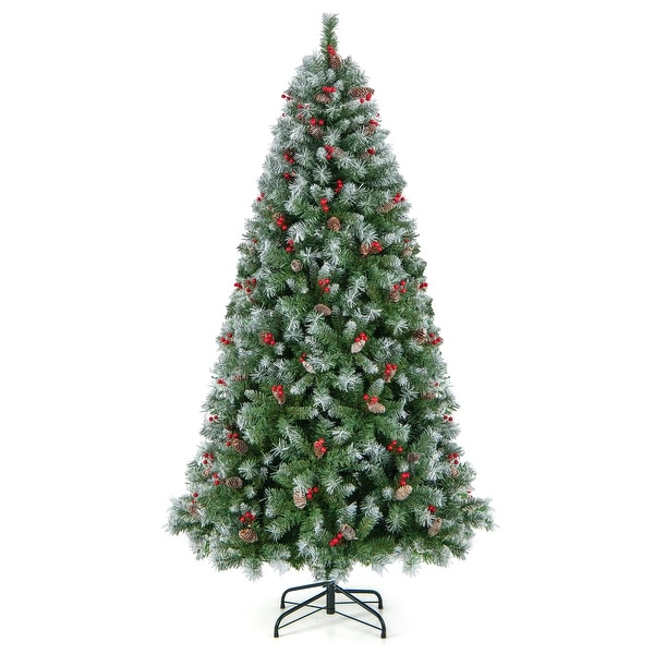 Holiday Hinged Christmas Tree with PVC Branch Tips，Warm White LED Lights