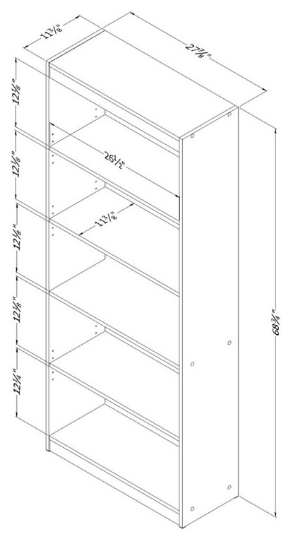 South Shore Axess 5 Shelf Bookcase in Pure Black   Contemporary   Bookcases   by Homesquare  Houzz