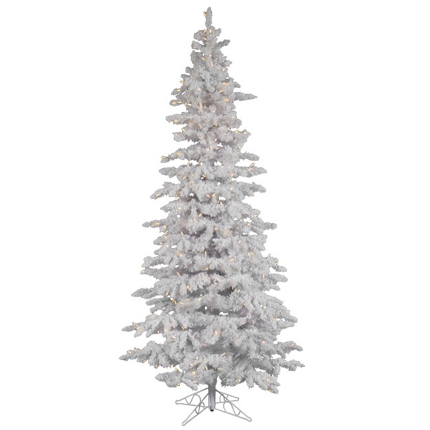 Vickerman Flocked White Spruce Slim Artificial Christmas Tree