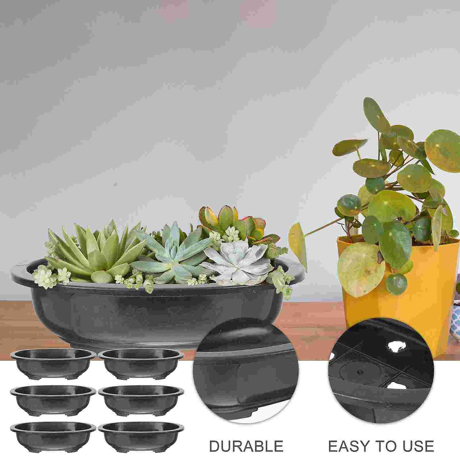 6pc Pots Planter Bonsai Flower Succulent Container Nursery Planters Training Tray Flowerpot Hole Drainage Garden Tree Large