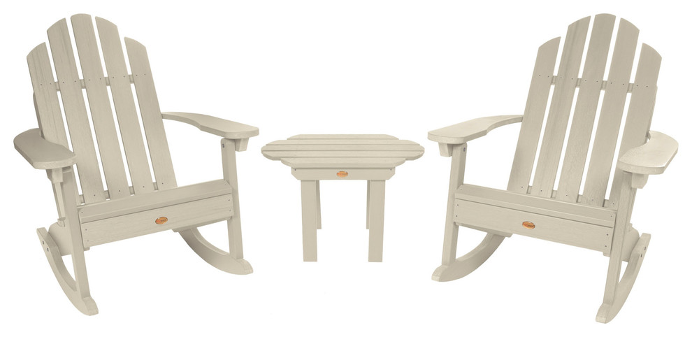 2 Classic Westport Adirondack Rocking Chairs  Classic Westport Side Table   Beach Style   Outdoor Lounge Sets   by highwood  Houzz