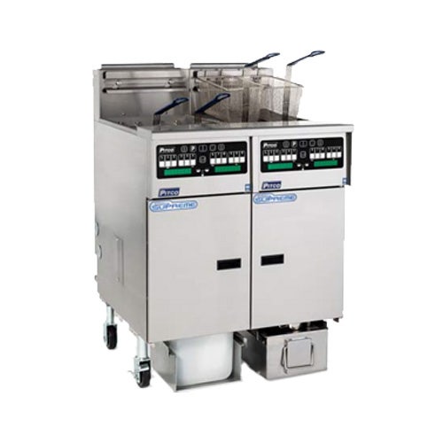 Pitco SSHLV14C-2/FD Solstice Supreme Gas Fryer System， (2) 32 lb. Full Tank Fryers， Natural Gas