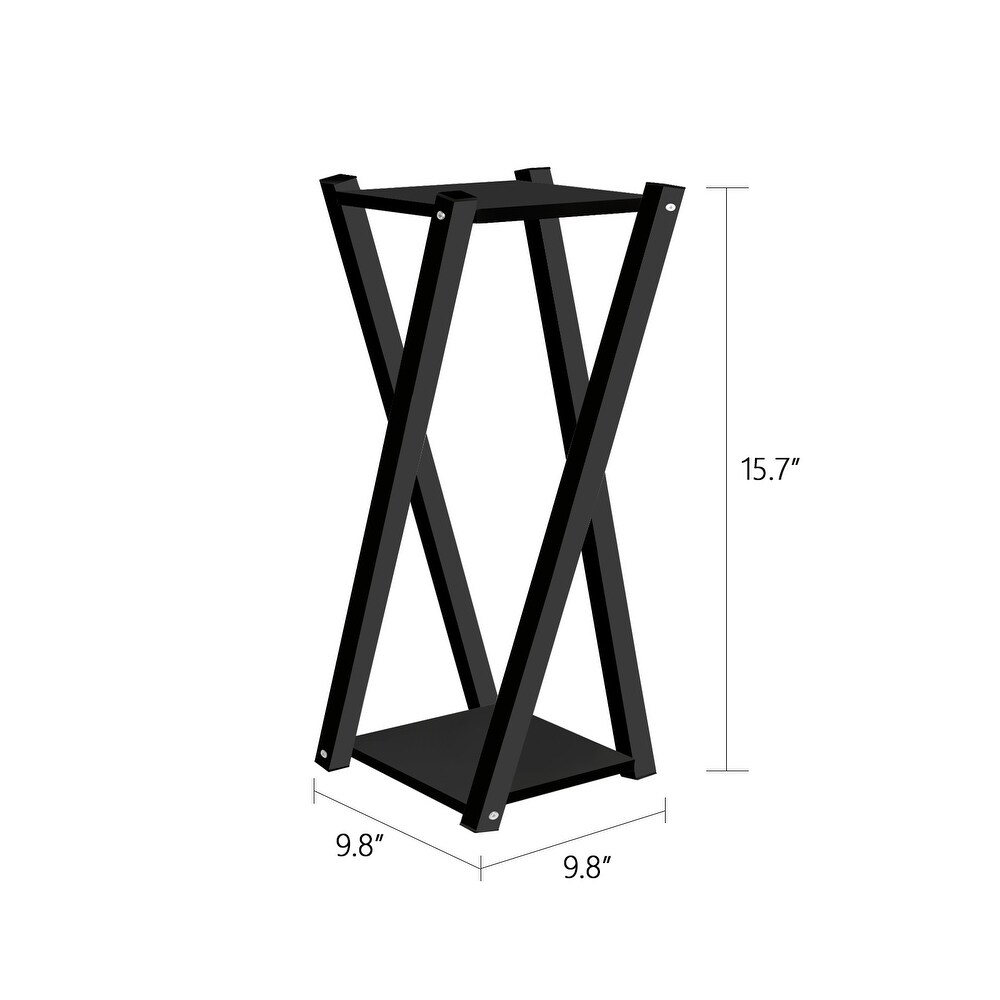 2 Tier Wood Metal Plant Stand Flower Pot Holder Rack Display Shelf