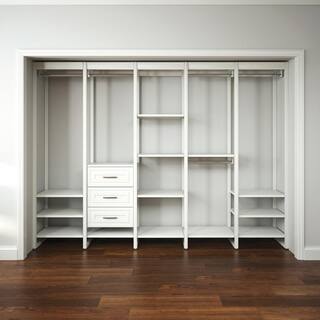 CLOSETS By LIBERTY 113 in. W White Adjustable Tower Wood Closet System with 3 Drawers and 19 Shelves HS45674-RW-10