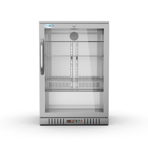 24 in. W 4.6 cu. ft. Commercial Glass Door Back Bar Cooler Refrigerator with LED Lighting in Stainless Steel