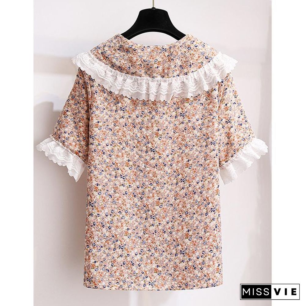 Sweet Floral Chiffon Tee+ Skirt P15761