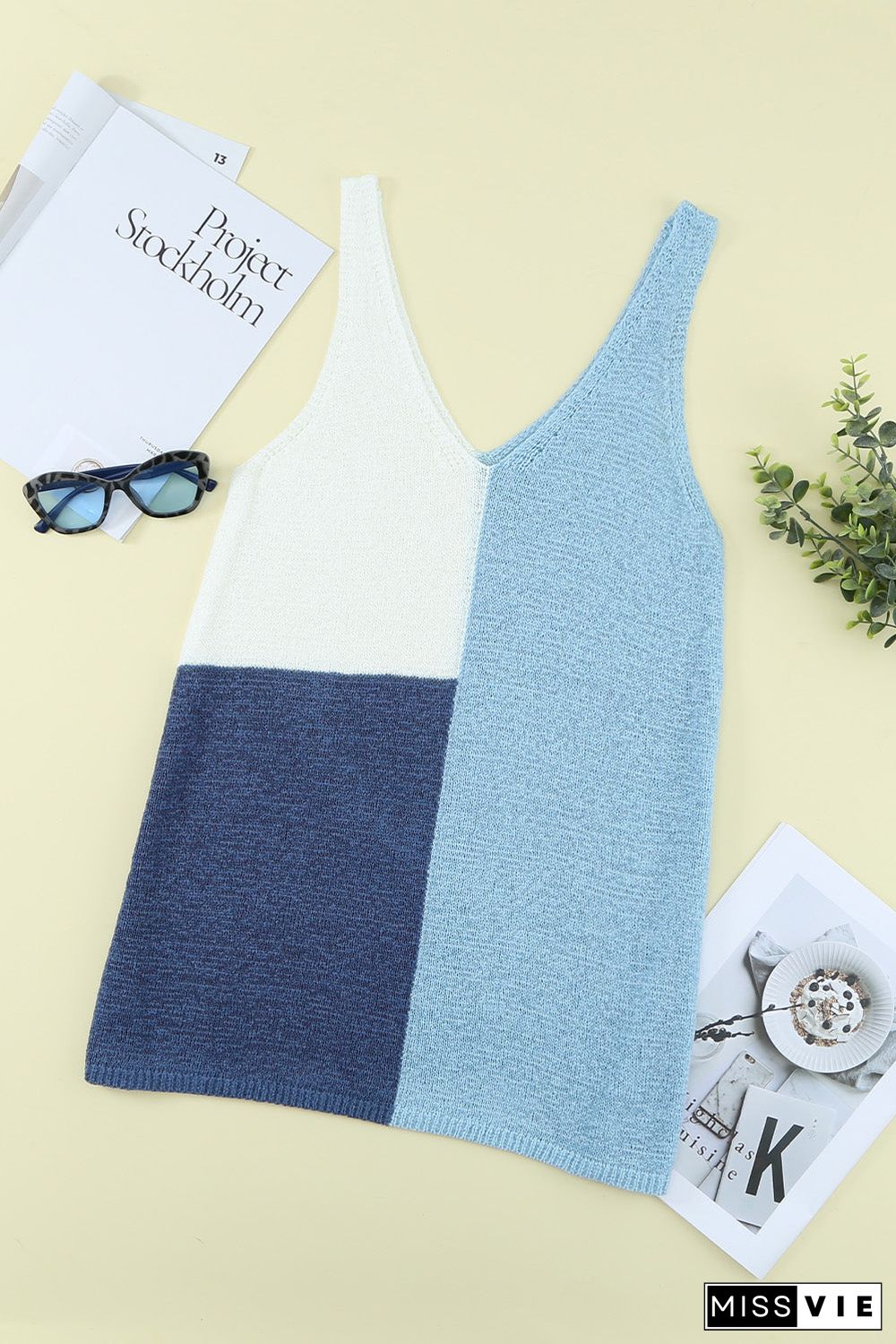 Color Block Knitted Tank Top