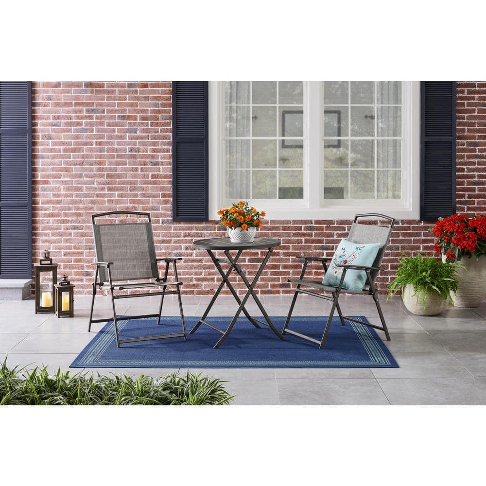 StyleWell Mix and Match Folding Unpadded Sling Outdoor Dining Chair in Riverbed Taupe (2-Pack) FDS50285C-2PK