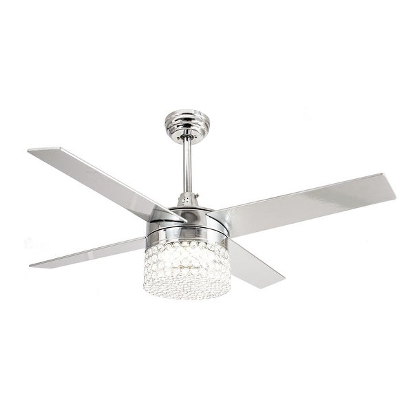 Modern Chrome 4-Blades LED Crystal Ceiling Fan with Remote - 48 Inches Shopping - The Best Deals on Ceiling Fans | 37240647