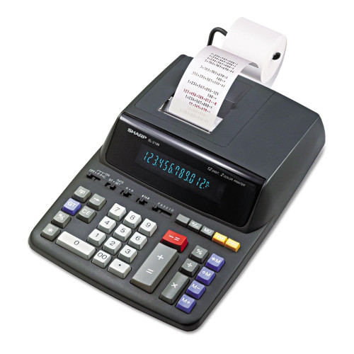 Sharp EL2196BL Two-Color Printing Calculator， Black/Red Print， 3.7 Lines/Sec