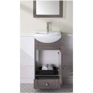 VAPSINT 18 in. W x15 in. D x 34 in. H Morden Single Bathroom Vanity in Grey Khaki with White Ceramic Sink VA-US15HMKQ$042