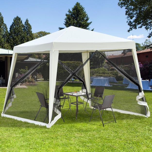 Outsunny 10 x27 x10 x27 Outdoor Party Tent Canopy With Mesh Sidewalls Patio Gazebo Sun Shade Screen Shelter