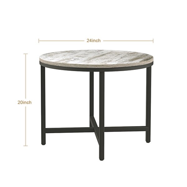 24 inches Round Coffee Table with Metal X-Base