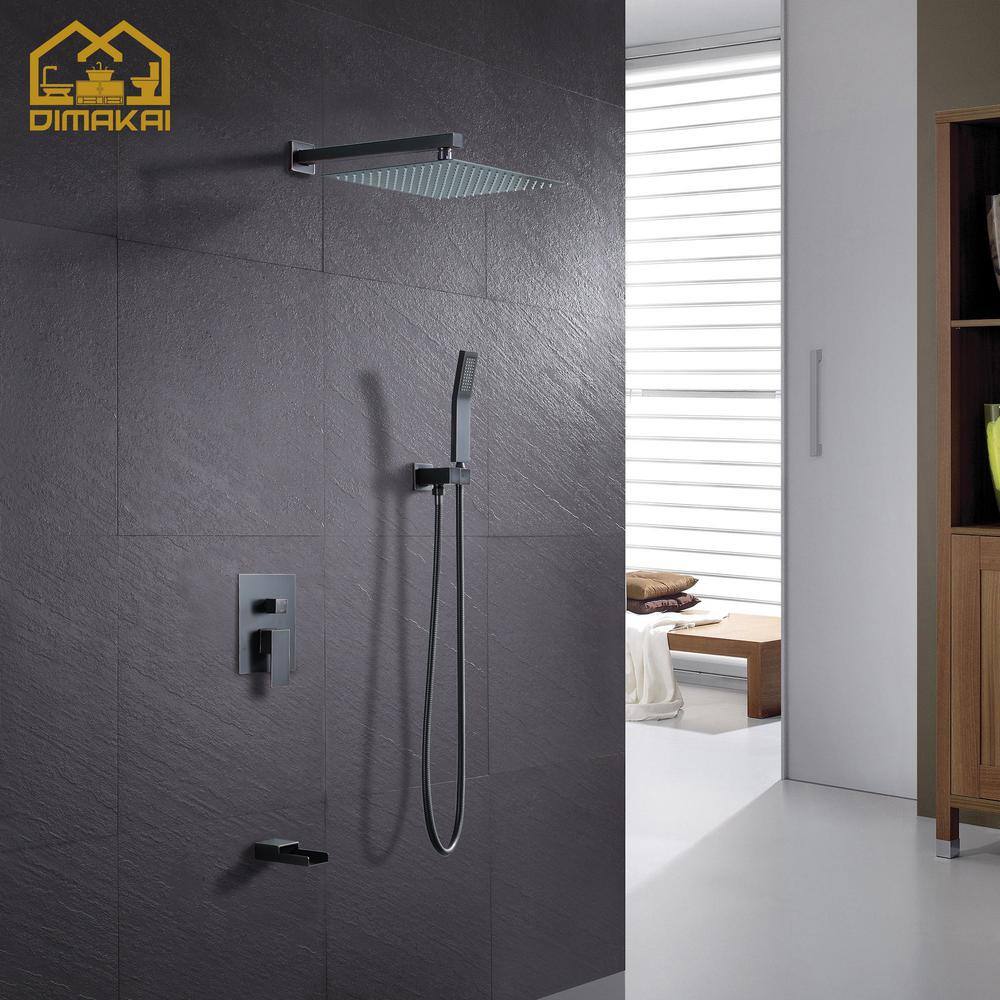 Hlihome Single-Handle 3-Spray 10 in. Shower Head Tub and Shower Faucet Hand Shower Combo in Oil Rubbed Bronze (Valve Included) DKSL-18-ORB