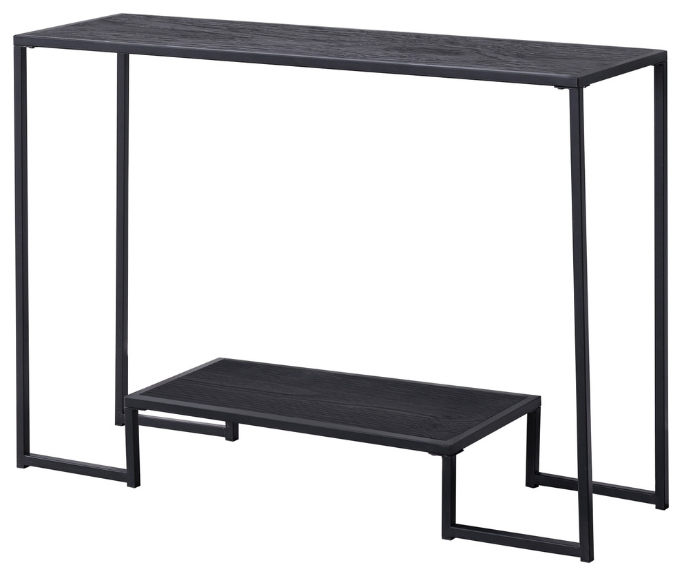 Stamos Entryway Console Sofa Table  Black Metal Frame  ampGray Wood Top   Industrial   Console Tables   by Pilaster Designs  Houzz