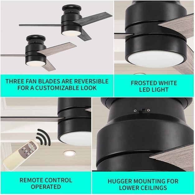 Matte Black Ceiling Fan With Frosted White Glass Light includes Remote Hearth Brands