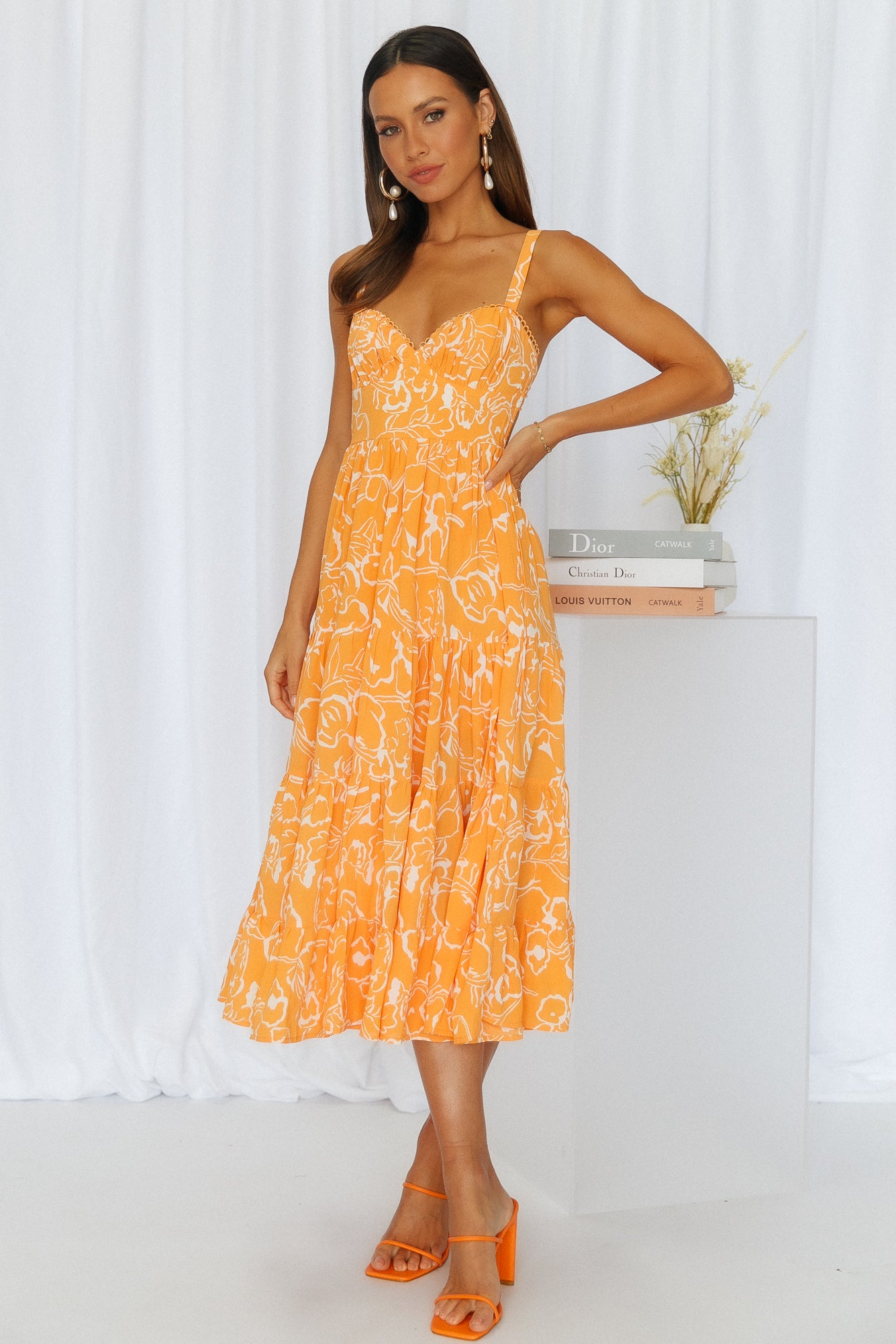 Freshly Brewed Midi Dress Orange