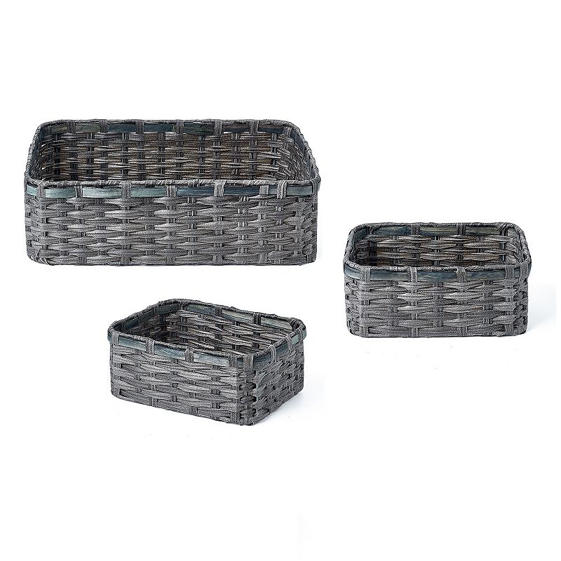 Saddle River Faux Wicker Basket 3-pc. Set