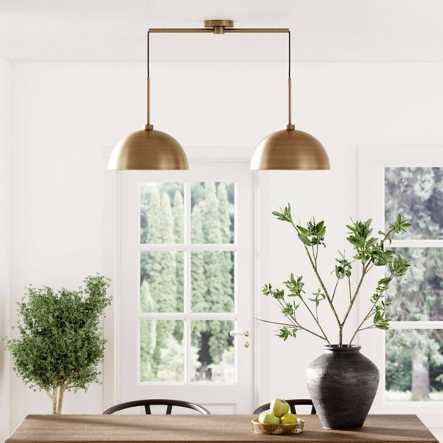 2 light Percy Modern Island Pendant Ceiling Fixture Light Vintage Brass Nathan James